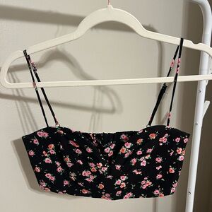 Zara Black Floral Crop Top